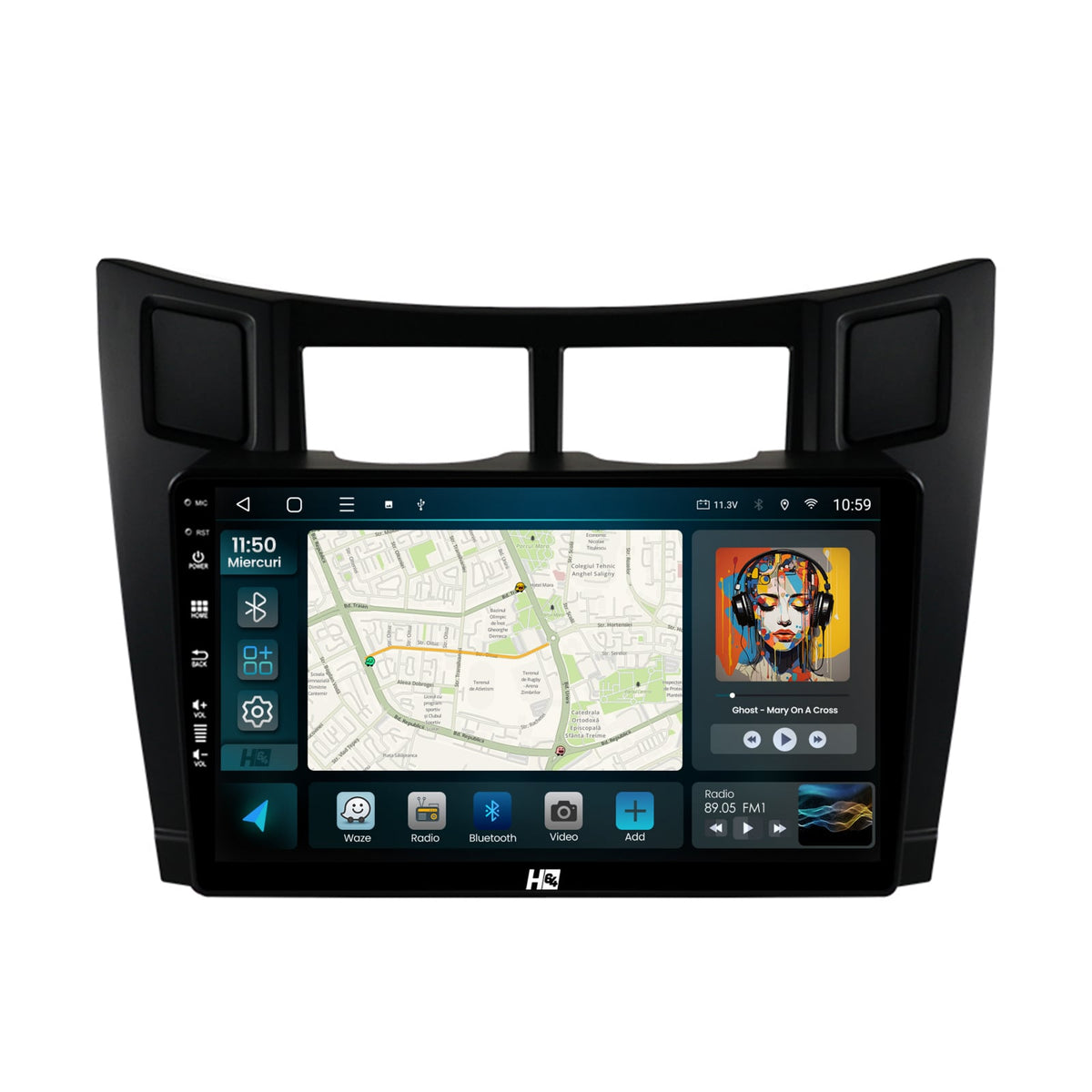 Navigatie HUB64 Toyota Yaris (2005-2012), 4GB RAM, Android, Octacore, Slot Sim 4G, DSP, GPS, Wi-FI, Carplay, Android Auto, USB, Bluetooth, Waze, Touchscreen, 9 inch