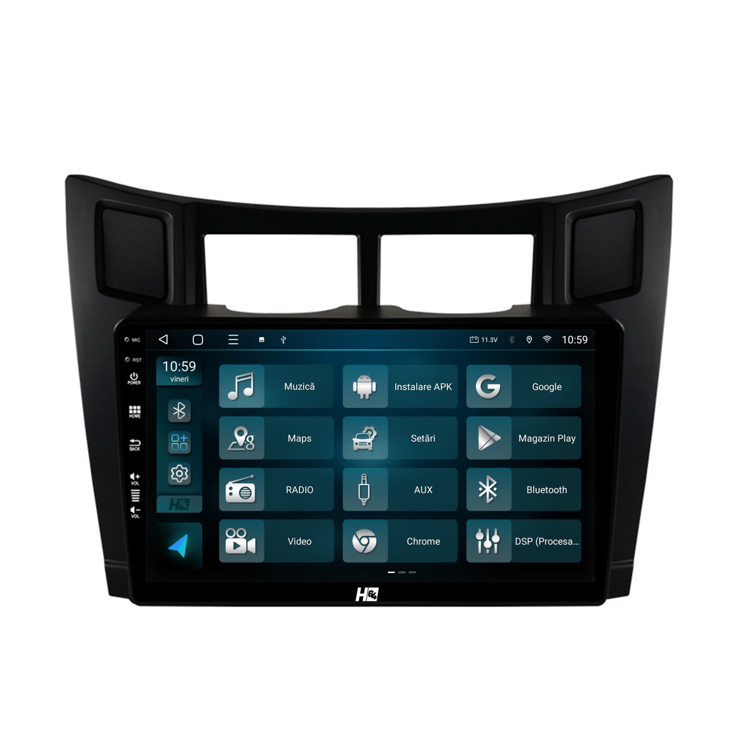 Navigatie HUB64 Toyota Yaris (2005-2012), 6GB RAM, Android, Octacore, Slot Sim 4G, DSP, GPS, Wi-FI, Carplay, Android Auto, USB, Bluetooth, Waze, Touchscreen, 9 Inch