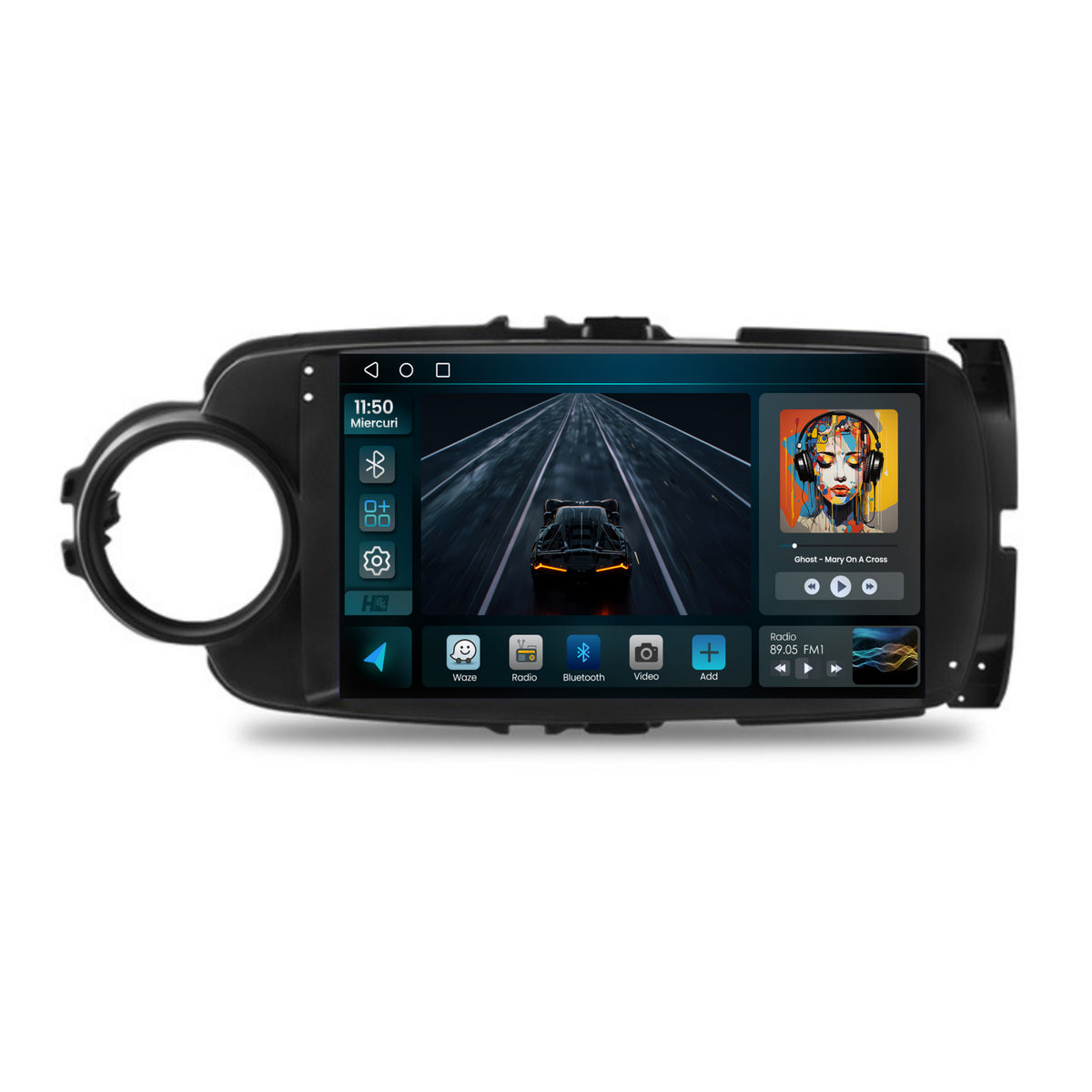 Navigatie HUB64 Toyota Yaris (2010-2018), 2GB RAM, Android, GPS, Wi-FI, Carplay, Android Auto, USB, Bluetooth, Radio, Waze, Touchscreen, 9" inch