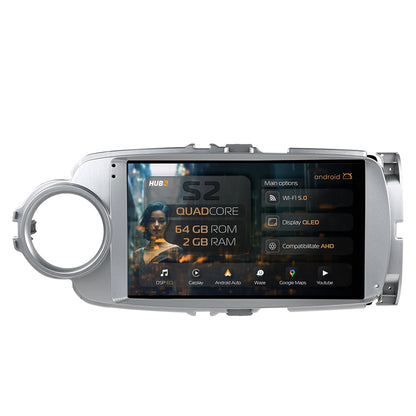 Navigatie HUB64 Toyota Yaris (2010-2018), 2GB RAM, Android, GPS, Wi-FI, Carplay, Android Auto, USB, Bluetooth, Radio, Waze, Touchscreen, 9 inch