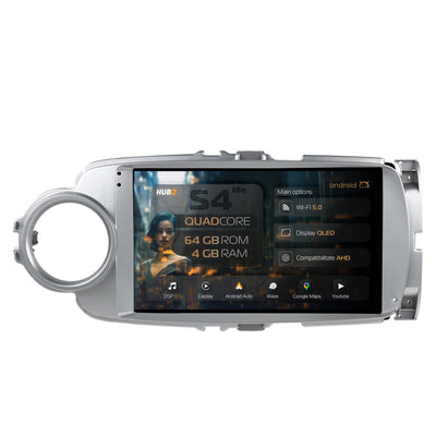 Navigatie HUB64 Toyota Yaris (2010-2018), 4GB RAM, Android, Quadcore, DSP, GPS, Wi-FI, Carplay, Android Auto, USB, Bluetooth, Waze, Touchscreen, 9 inch