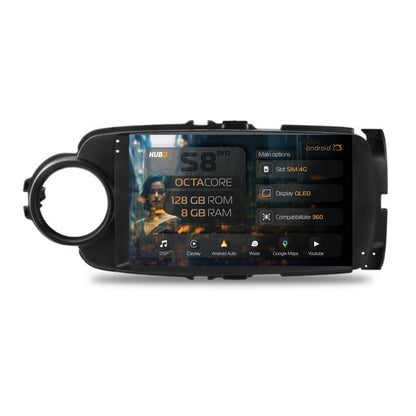Navigatie HUB64 Toyota Yaris (2010-2018), 8GB RAM, Android, Octacore, Slot Sim 4G, DSP, GPS, Wi-FI, Carplay, Android Auto, USB, Bluetooth, Waze, Touchscreen, 9 Inch
