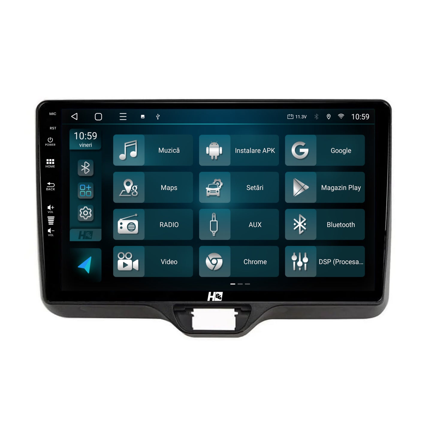Navigatie HUB64 Toyota Yaris (2020+), 6GB RAM, Android, Octacore, Slot Sim 4G, DSP, GPS, Wi-FI, Carplay, Android Auto, USB, Bluetooth, Waze, Touchscreen, 10.1 Inch