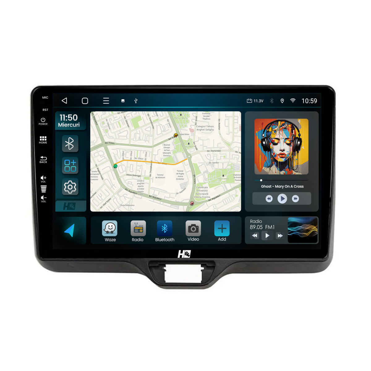 Navigatie HUB64 Toyota Yaris (2020+), 8GB RAM, Android, Octacore, Slot Sim 4G, DSP, GPS, Wi-FI, Carplay, Android Auto, USB, Bluetooth, Waze, Touchscreen, 10.1 Inch