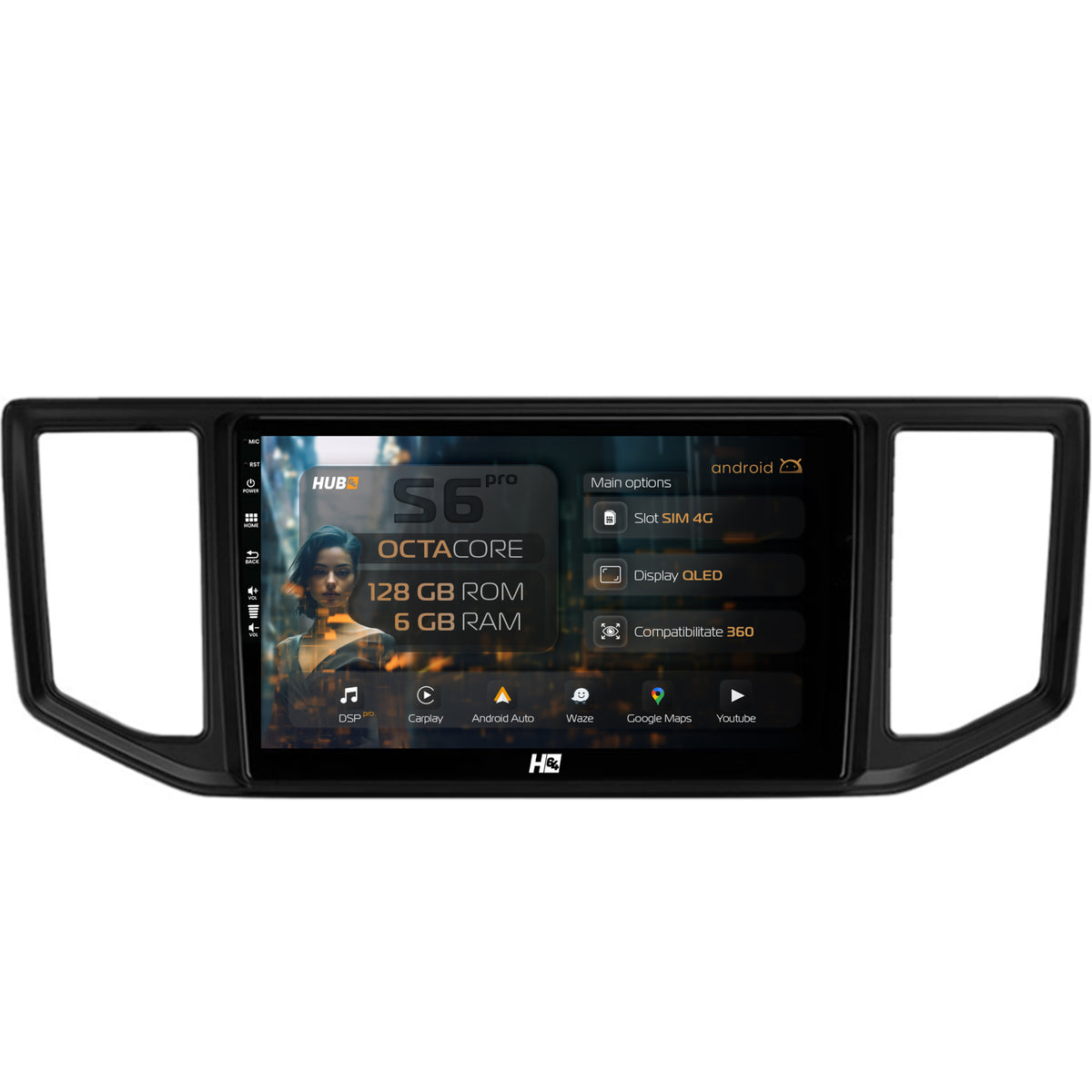 Navigatie HUB64 Volkswagen Crafter (2017+), 6GB RAM, Android, Octacore, Slot Sim 4G, DSP, GPS, Wi-FI, Carplay, Android Auto, USB, Bluetooth, Waze, Touchscreen, 10.1 Inch