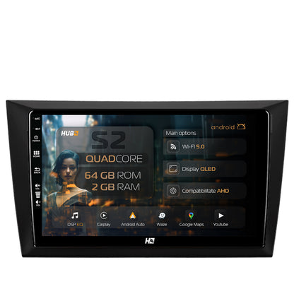 Navigatie HUB64 Volkswagen Golf 6, 2GB RAM, Android, GPS, Wi-FI, Carplay, Android Auto, USB, Bluetooth, Radio, Waze, Touchscreen, 9 inch