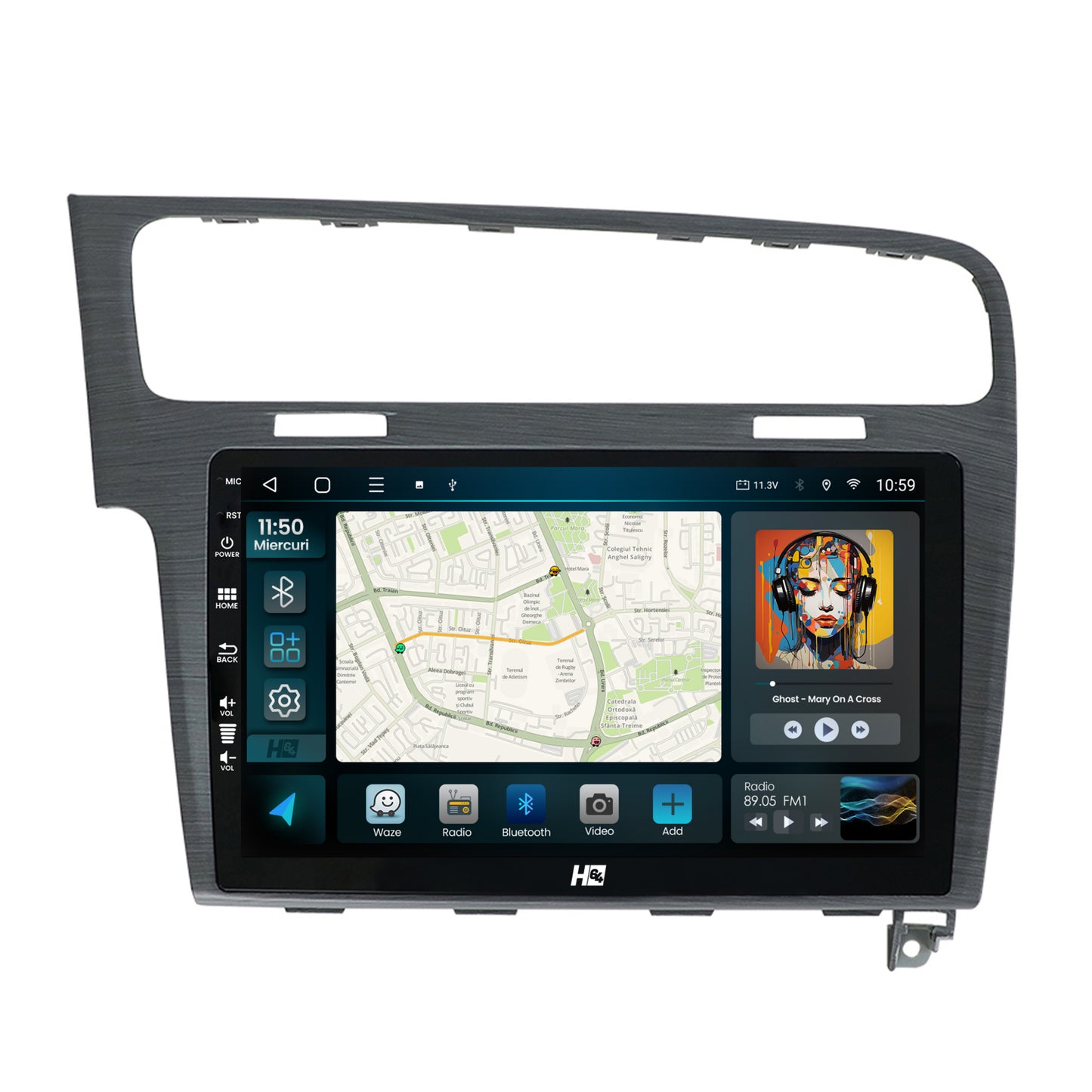 Navigatie HUB64 Volkswagen GOLF 7, 8GB RAM, Android, Octacore, Slot Sim 4G, DSP, GPS, Wi-FI, Carplay, Android Auto, USB, Bluetooth, Waze, Touchscreen, 10.1 Inch