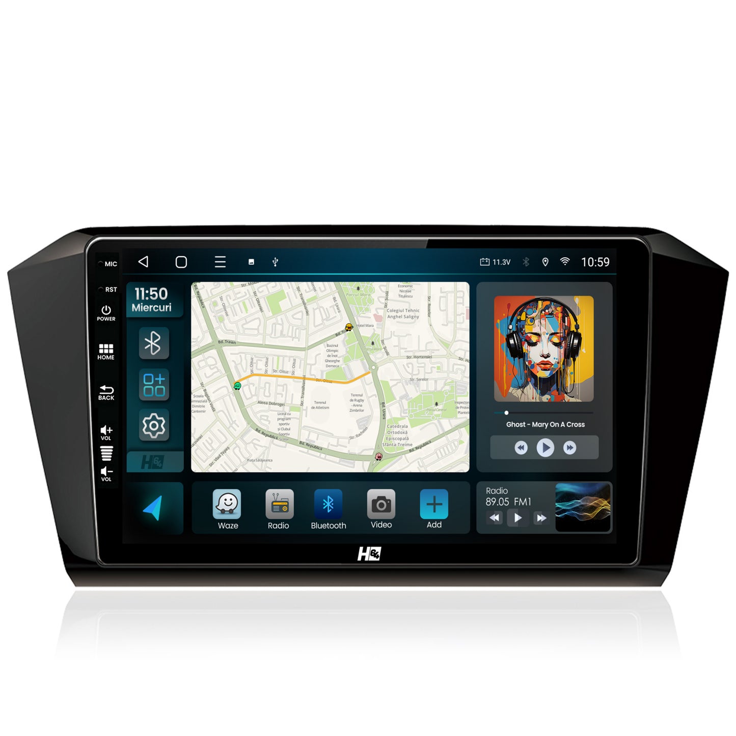 Navigatie HUB64 Volkswagen Passat B8, 2GB RAM, Android, GPS, Wi-FI, Carplay, Android Auto, USB, Bluetooth, Radio, Waze, Touchscreen, 10.1 inch