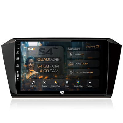 Navigatie HUB64 Volkswagen Passat B8, 4GB RAM, Android, Quadcore, DSP, GPS, Wi-FI, Carplay, Android Auto, USB, Bluetooth, Waze, Touchscreen, 10.1 Inch