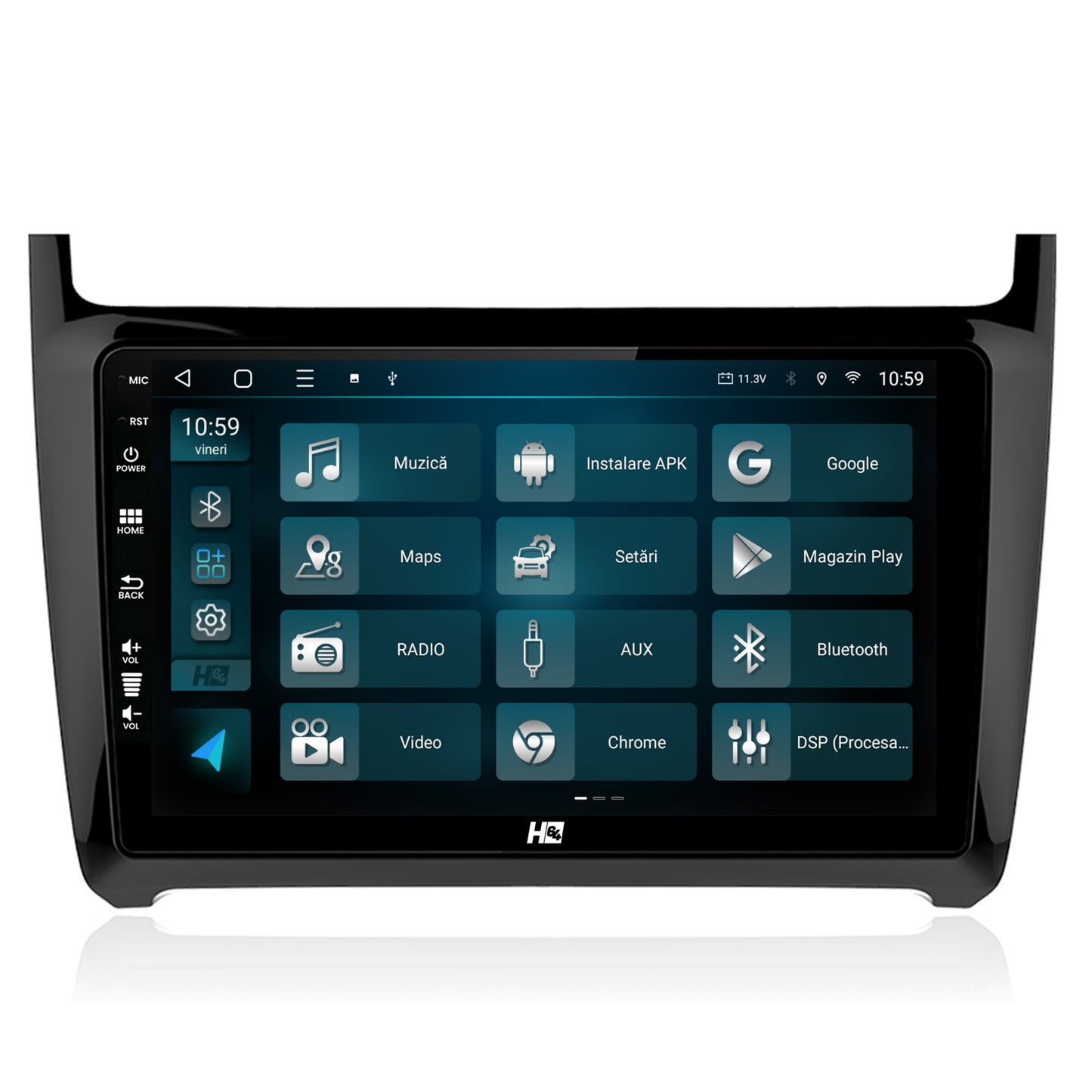 Navigatie HUB64 Volkswagen Polo (2009+), 2GB RAM, Android, GPS, Wi-FI, Carplay, Android Auto, USB, Bluetooth, Radio, Waze, Touchscreen, 9 inch