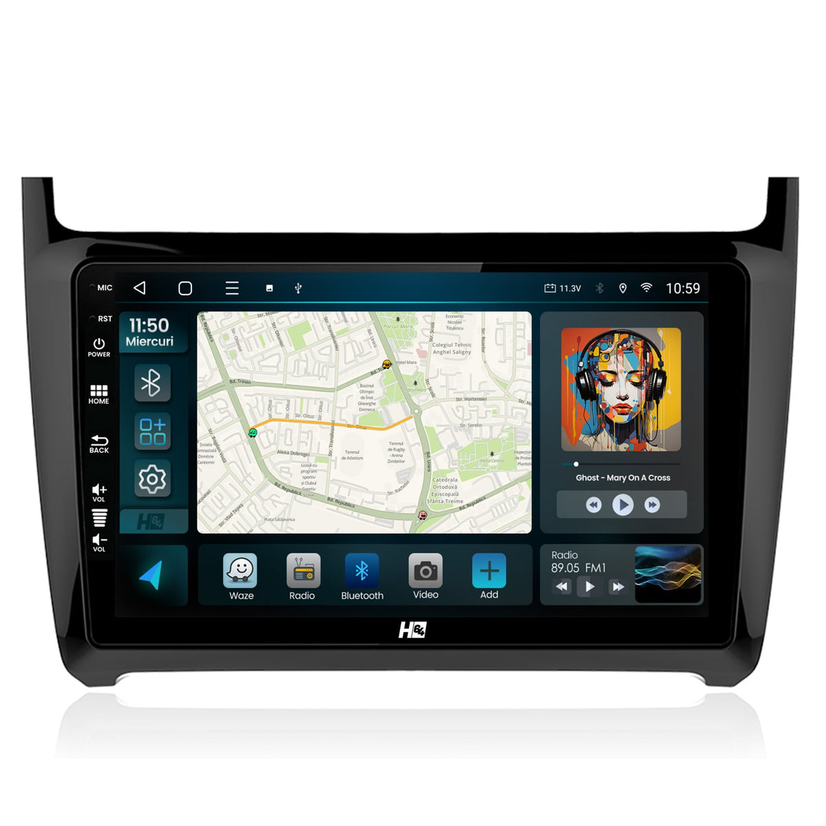 Navigatie HUB64 Volkswagen Polo (2009+), 2GB RAM, Android, GPS, Wi-FI, Carplay, Android Auto, USB, Bluetooth, Radio, Waze, Touchscreen, 9 inch