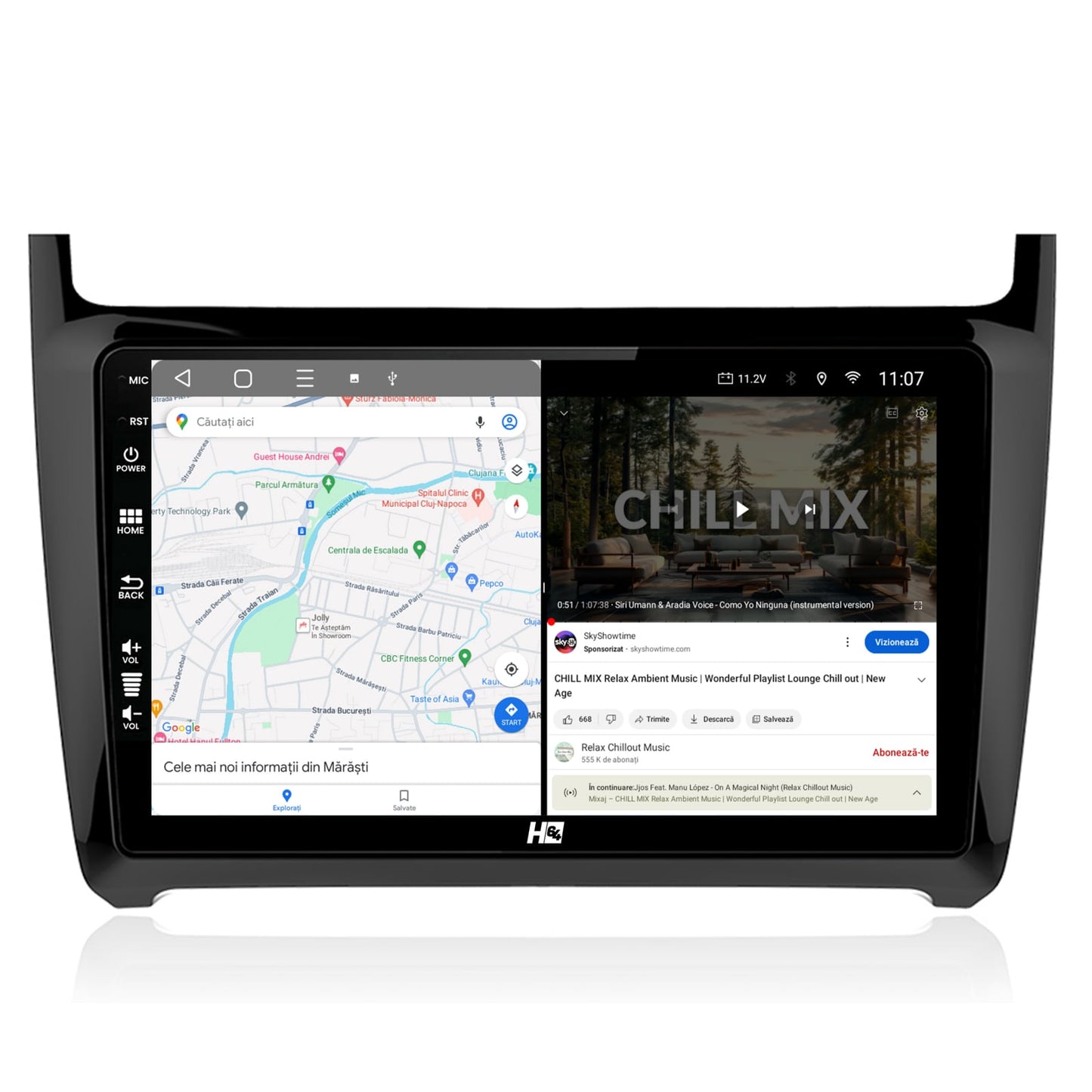 Navigatie HUB64 Volkswagen Polo (2014+), 8GB RAM, Android, Octacore, Slot Sim 4G, DSP, GPS, Wi-FI, Carplay, Android Auto, USB, Bluetooth, Waze, Touchscreen, 9 Inch