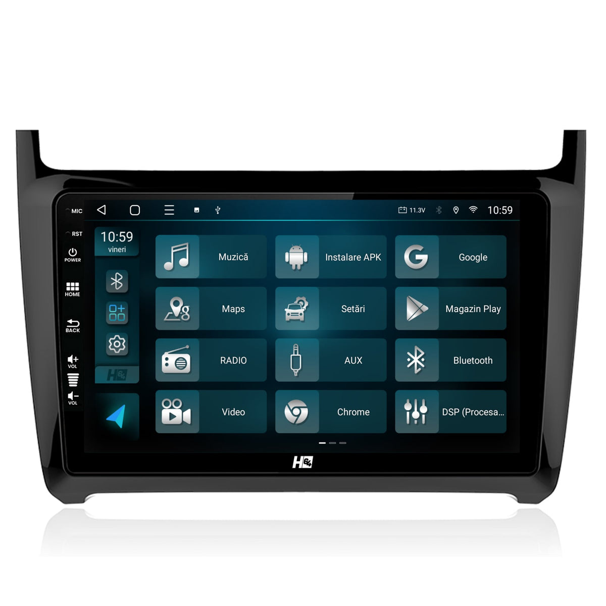 Navigatie HUB64 Volkswagen Polo (2014+), 8GB RAM, Android, Octacore, Slot Sim 4G, DSP, GPS, Wi-FI, Carplay, Android Auto, USB, Bluetooth, Waze, Touchscreen, 9 Inch