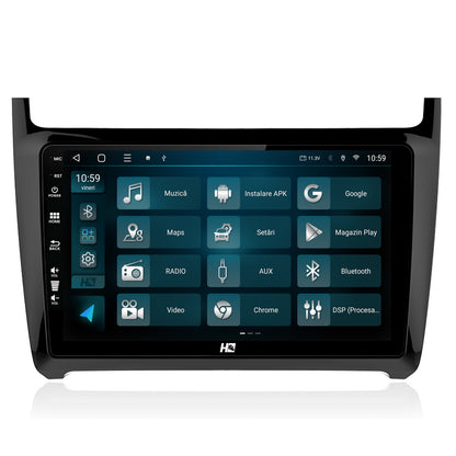 Navigatie HUB64 Volkswagen Polo (2014+), 8GB RAM, Android, Octacore, Slot Sim 4G, DSP, GPS, Wi-FI, Carplay, Android Auto, USB, Bluetooth, Waze, Touchscreen, 9 Inch