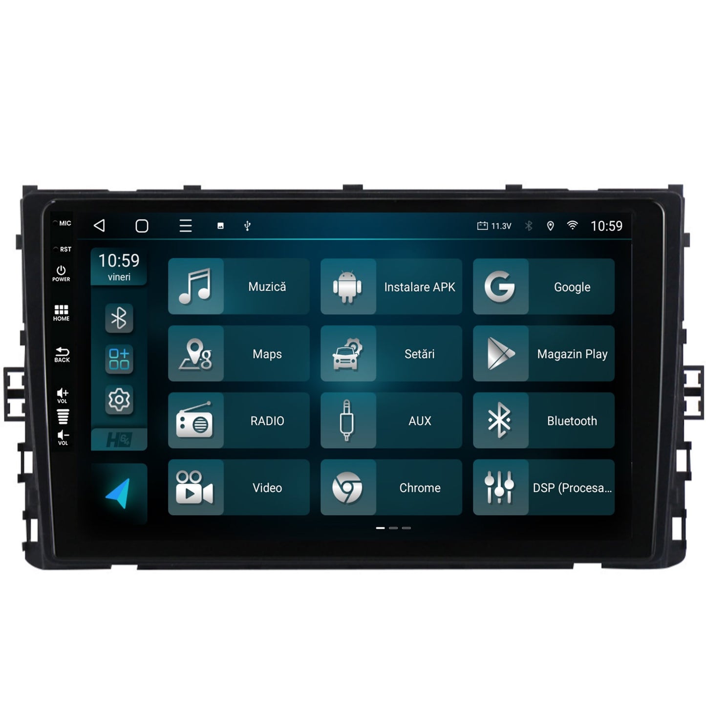 Navigatie HUB64 Volkswagen Polo (2018+), 4GB RAM, Android, Quadcore, DSP, GPS, Wi-FI, Carplay, Android Auto, USB, Bluetooth, Waze, Touchscreen, 9 inch