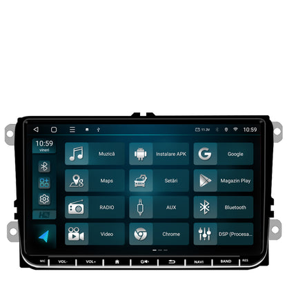 Navigatie HUB64 Volkswagen, Skoda, Seat, 2GB RAM, Android, GPS, Wi-FI, Carplay, Android Auto, USB, Bluetooth, Radio, Waze, Touchscreen, 9 inch