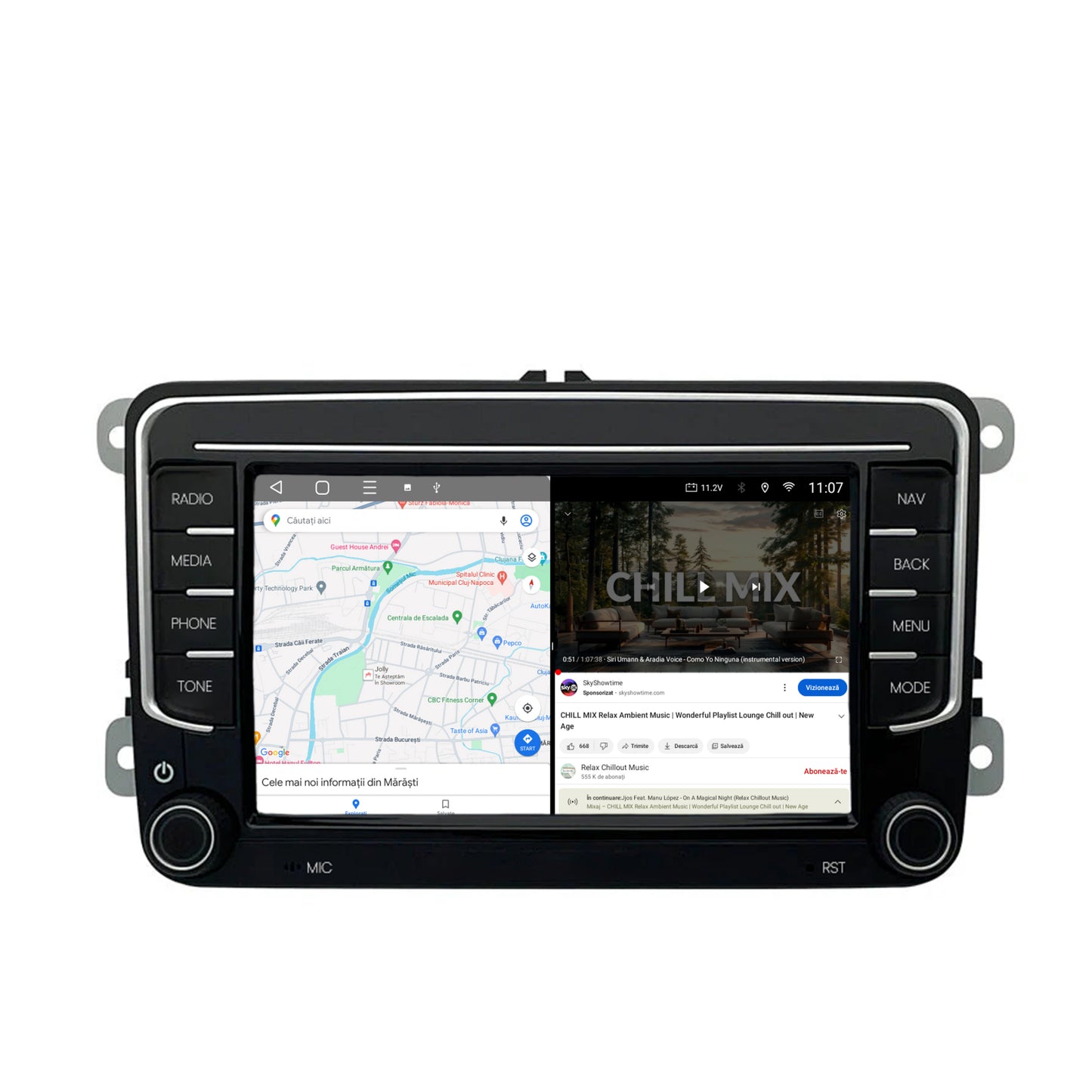 Navigatie HUB64 Volkswagen, Skoda, Seat, 2GB RAM, Android, GPS, Wi-FI, Carplay, Android Auto, USB, Bluetooth, Radio, Waze, Touchscreen, 7 inch