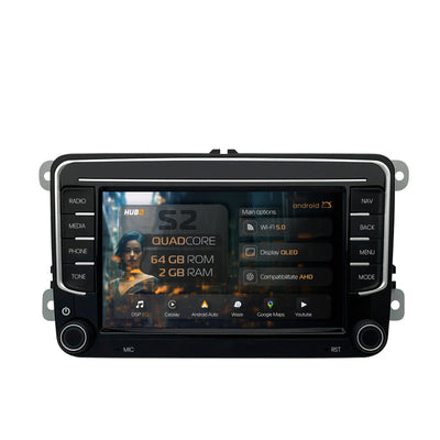 Navigatie HUB64 Volkswagen, Skoda, Seat, 2GB RAM, Android, GPS, Wi-FI, Carplay, Android Auto, USB, Bluetooth, Radio, Waze, Touchscreen, 7 inch