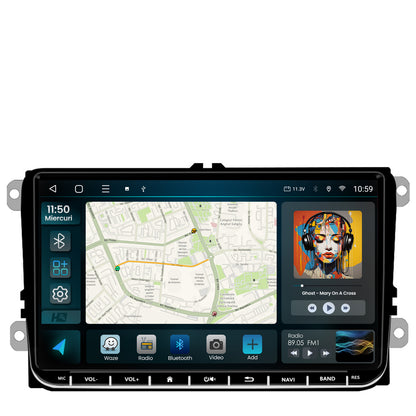 Navigatie HUB64 Volkswagen, Skoda, Seat, 4GB RAM, Android, Octacore, GPS, Wi-FI, Carplay, Android Auto, USB, Bluetooth, Radio, Waze, Touchscreen, 9 inch