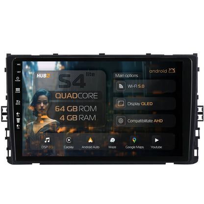 Navigatie HUB64 Volkswagen T-Cross (2018+), 4GB RAM, Android, Quadcore, DSP, GPS, Wi-FI, Carplay, Android Auto, USB, Bluetooth, Waze, Touchscreen, 9 inch