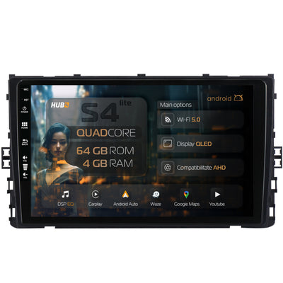 Navigatie HUB64 Volkswagen T-Cross (2018+), 4GB RAM, Android, Quadcore, DSP, GPS, Wi-FI, Carplay, Android Auto, USB, Bluetooth, Waze, Touchscreen, 9 inch