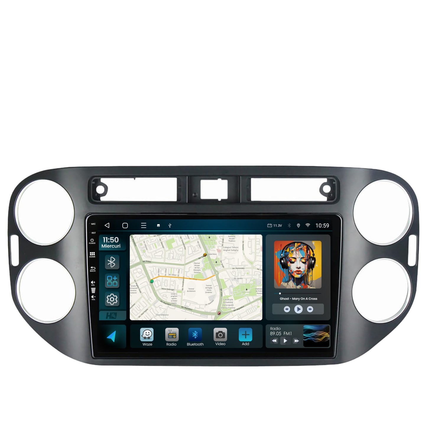 Navigatie HUB64 Volkswagen Tiguan (2010-2016), 4GB RAM, Android, Octacore, Slot Sim 4G, DSP, GPS, Wi-FI, Carplay, Android Auto, USB, Bluetooth, Waze, Touchscreen, 9 inch