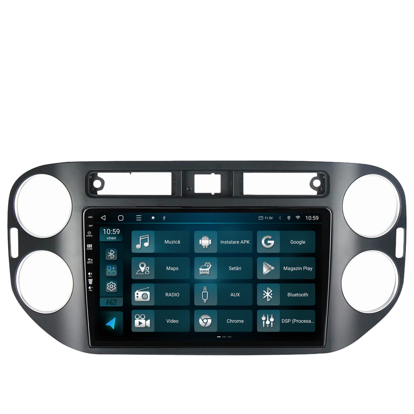 Navigatie HUB64 Volkswagen Tiguan (2010-2016), 8GB RAM, Android, Octacore, Slot Sim 4G, DSP, GPS, Wi-FI, Carplay, Android Auto, USB, Bluetooth, Waze, Touchscreen, 9 Inch