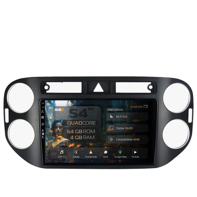 Navigatie HUB64 Volkswagen Tiguan (2008-2010) / VW Golf 5 Plus (2004-2012), 4GB RAM, Android, Quadcore, DSP, GPS, Wi-FI, Carplay, Android Auto, USB, Bluetooth, Waze, Touchscreen, 9 inch