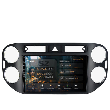 Navigatie HUB64 Volkswagen Tiguan (2008-2010) / VW Golf 5 Plus (2004-2012), 2GB RAM, Android, GPS, Wi-FI, Carplay, Android Auto, USB, Bluetooth, Radio, Waze, Touchscreen, 9 inch