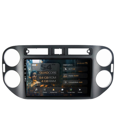 Navigatie HUB64 Volkswagen Tiguan (2010-2016), 4GB RAM, Android, Quadcore, DSP, GPS, Wi-FI, Carplay, Android Auto, USB, Bluetooth, Waze, Touchscreen, 9 inch