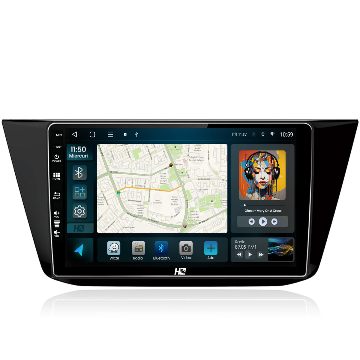 Navigatie HUB64 Volkswagen Tiguan (2016+), 4GB RAM, Android, Octacore, Slot Sim 4G, DSP, GPS, Wi-FI, Carplay, Android Auto, USB, Bluetooth, Waze, Touchscreen, 10.1 Inch