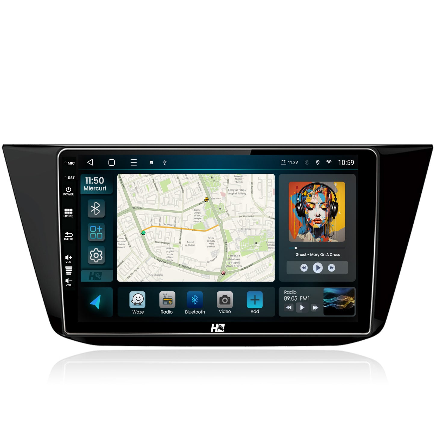 Navigatie HUB64 Volkswagen Tiguan (2016+), 4GB RAM, Android, Octacore, Slot Sim 4G, DSP, GPS, Wi-FI, Carplay, Android Auto, USB, Bluetooth, Waze, Touchscreen, 10.1 Inch