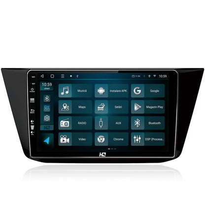 Navigatie HUB64 Volkswagen Tiguan (2016+), 4GB RAM, Android, Quadcore, DSP, GPS, Wi-FI, Carplay, Android Auto, USB, Bluetooth, Waze, Touchscreen, 10.1 Inch
