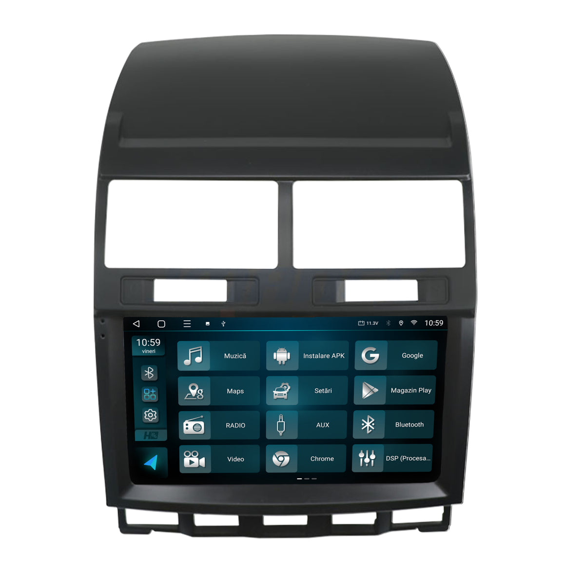 Navigatie HUB64 Volkswagen Touareg (2002-2011), 4GB RAM, Android, Quadcore, DSP, GPS, Wi-FI, Carplay, Android Auto, USB, Bluetooth, Waze, Touchscreen, 9 inch