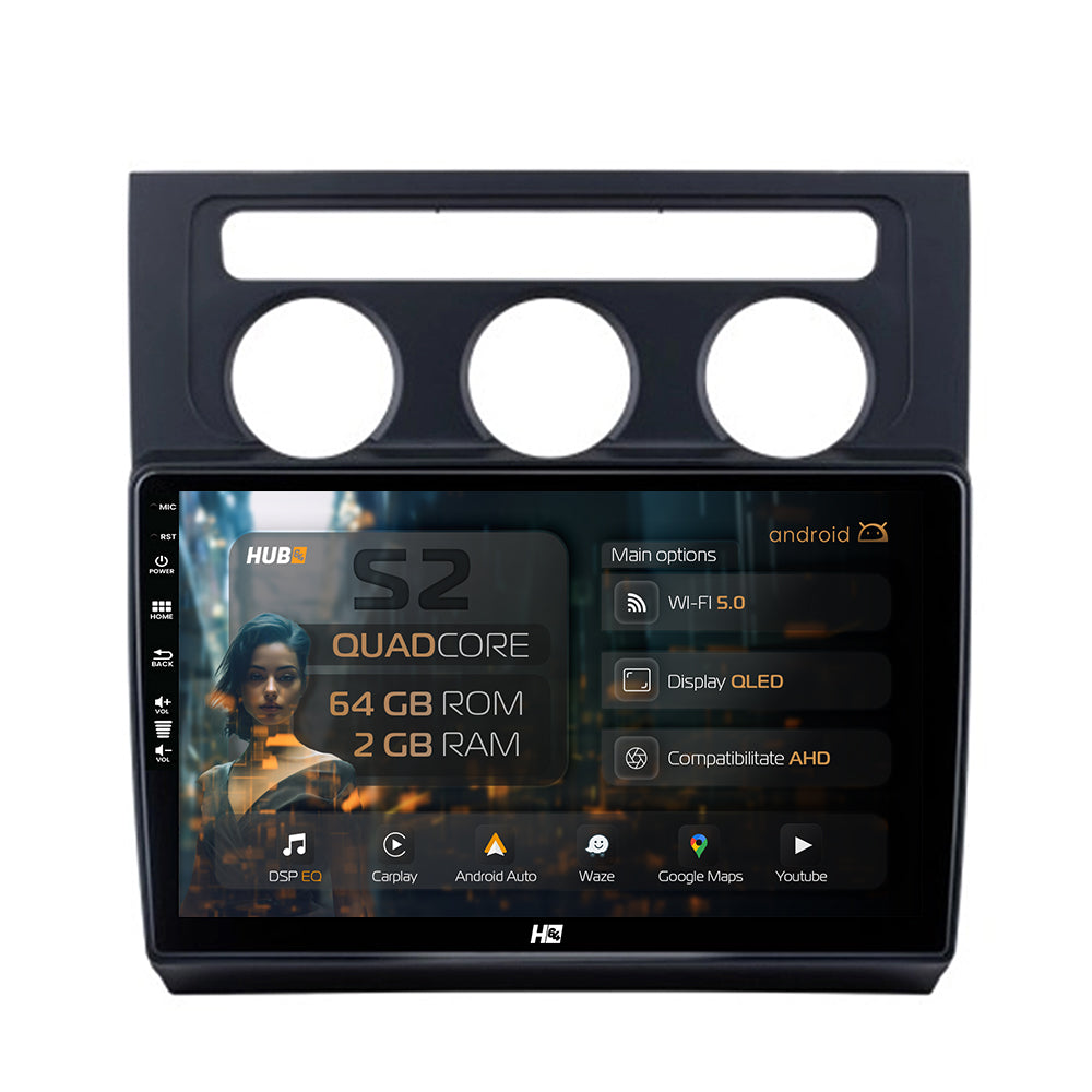 Navigatie HUB64 Volkswagen Touran (2003-2010), 2GB RAM, Android, GPS, Wi-FI, Carplay, Android Auto, USB, Bluetooth, Radio, Waze, Touchscreen, 10.1 inch