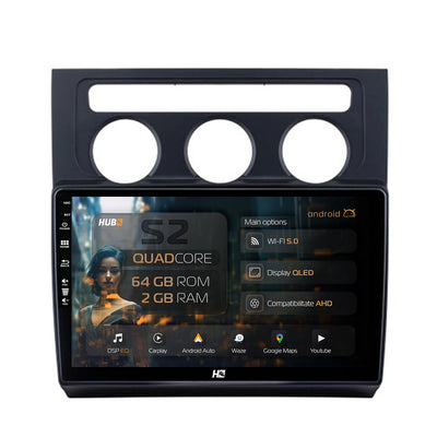 Navigatie HUB64 Volkswagen Touran (2003-2010), 2GB RAM, Android, GPS, Wi-FI, Carplay, Android Auto, USB, Bluetooth, Radio, Waze, Touchscreen, 10.1 inch