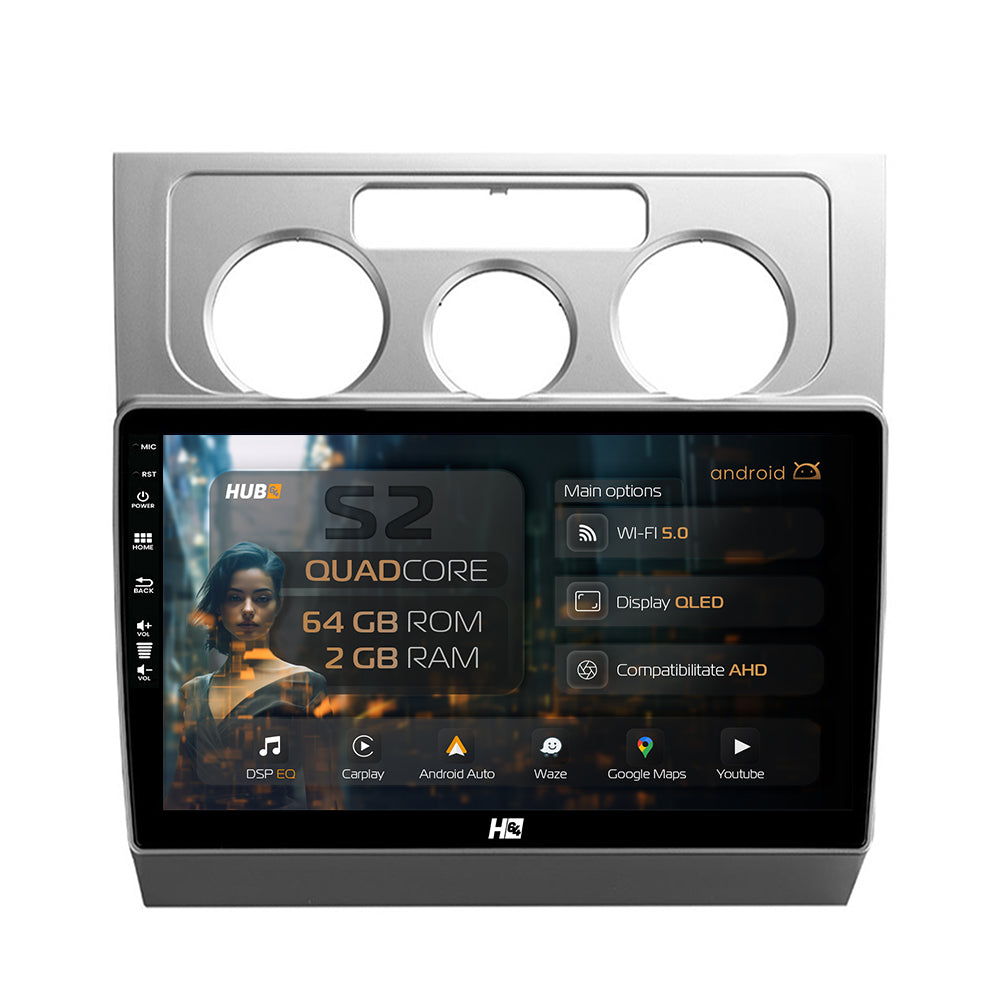Navigatie HUB64 Volkswagen Touran (2003-2010), 2GB RAM, Android, GPS, Wi-FI, Carplay, Android Auto, USB, Bluetooth, Radio, Waze, Touchscreen, 10.1 inch