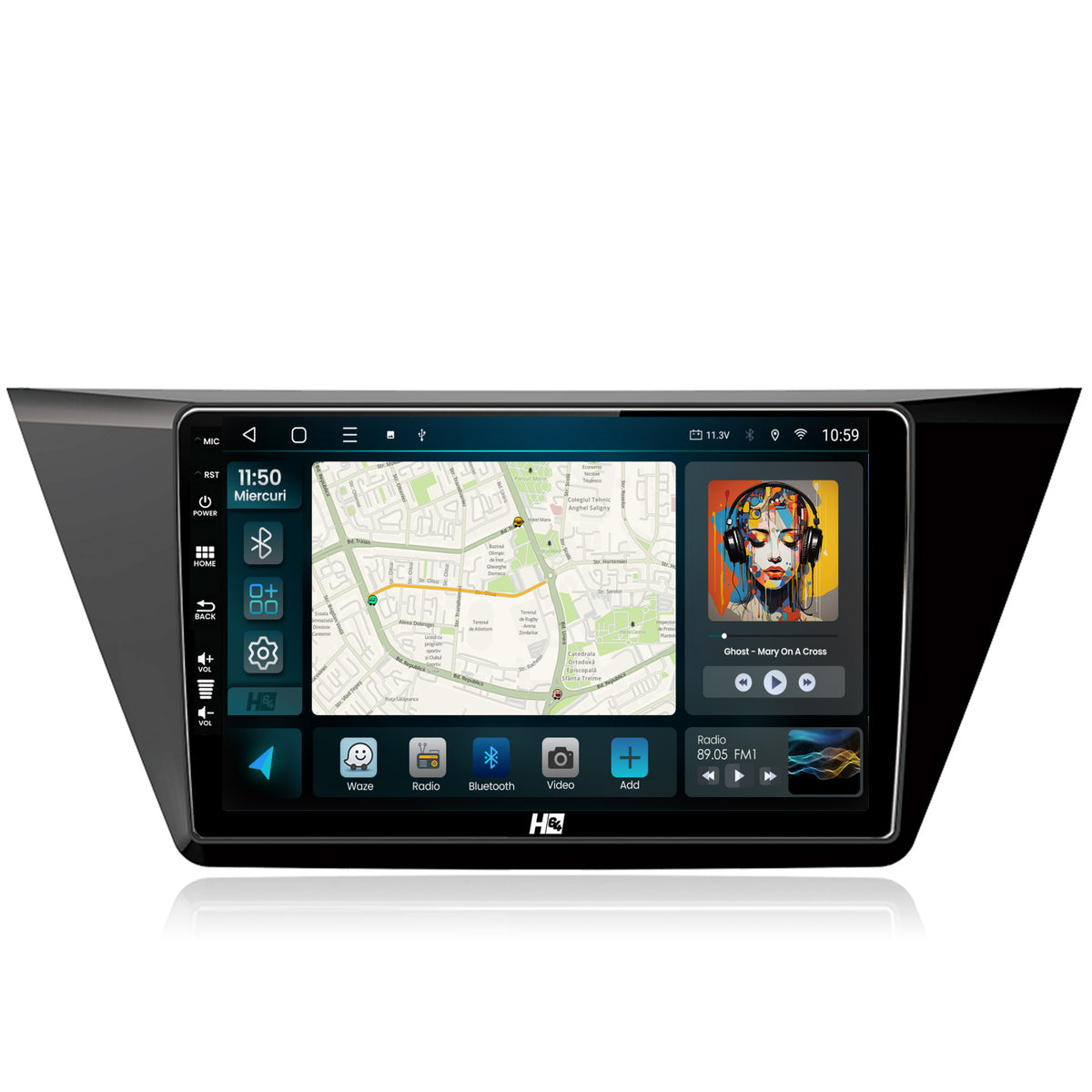 Navigatie HUB64 Volkswagen Touran (2016+), 2GB RAM, Android, GPS, Wi-FI, Carplay, Android Auto, USB, Bluetooth, Radio, Waze, Touchscreen, 10.1 inch