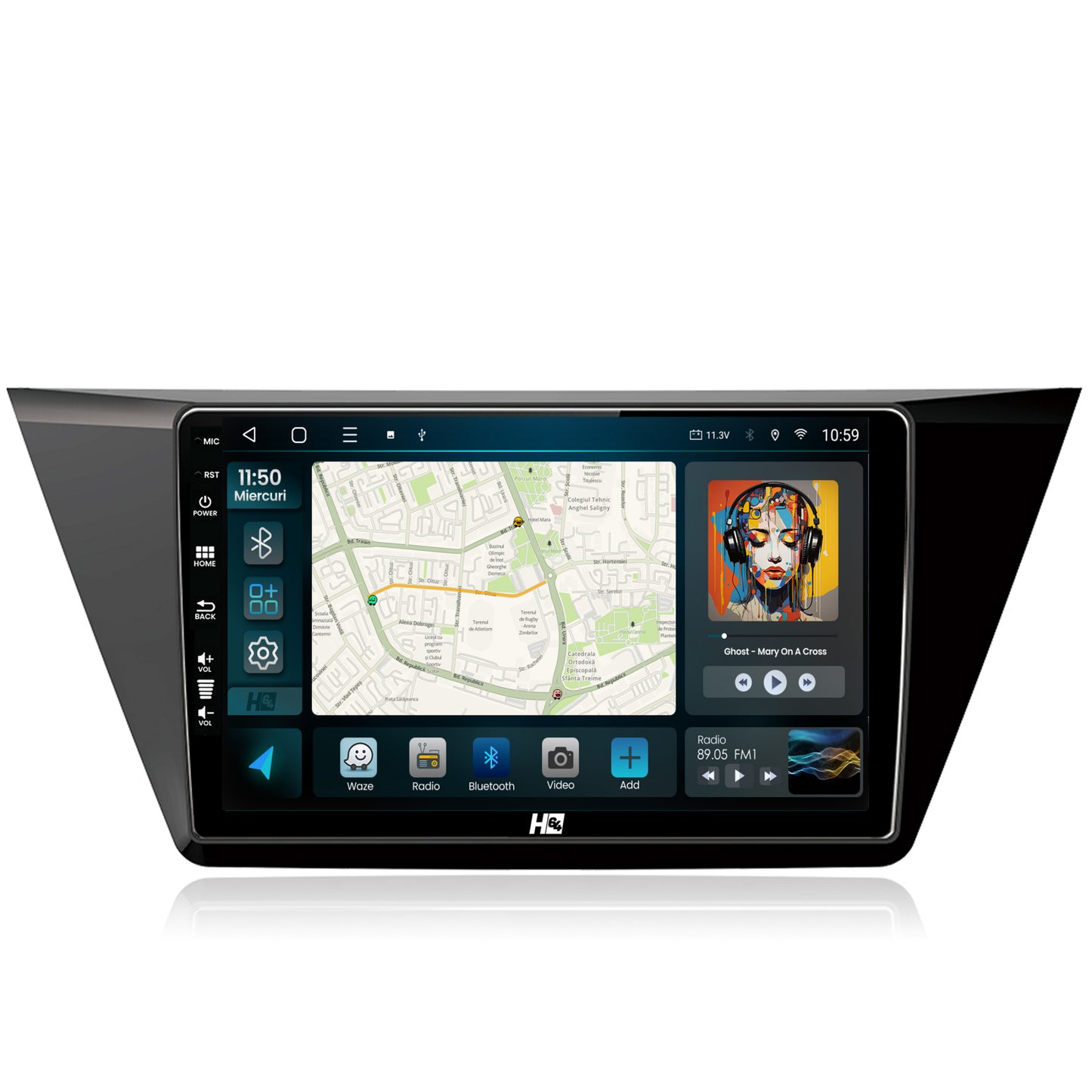 Navigatie HUB64 Volkswagen Touran (2016+), 2GB RAM, Android, GPS, Wi-FI, Carplay, Android Auto, USB, Bluetooth, Radio, Waze, Touchscreen, 10.1 inch