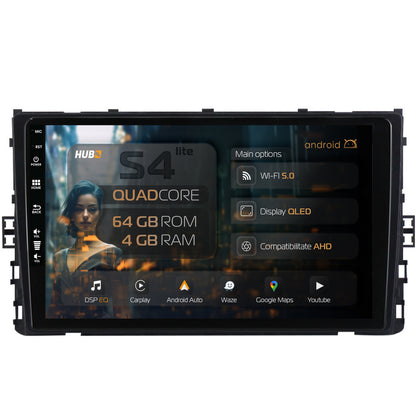 Navigatie HUB64 Volkswagen Transporter / Caravelle (2020+), 4GB RAM, Android, Quadcore, DSP, GPS, Wi-FI, Carplay, Android Auto, USB, Bluetooth, Waze, Touchscreen, 9 inch