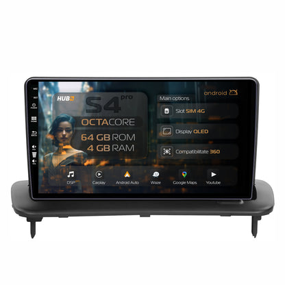 Navigatie HUB64 Volvo C40 C30 S40 C70 V50 (2004-2012), 4GB RAM, Android, Octacore, Slot Sim 4G, DSP, GPS, Wi-FI, Carplay, Android Auto, USB, Bluetooth, Waze, Touchscreen, 9 inch