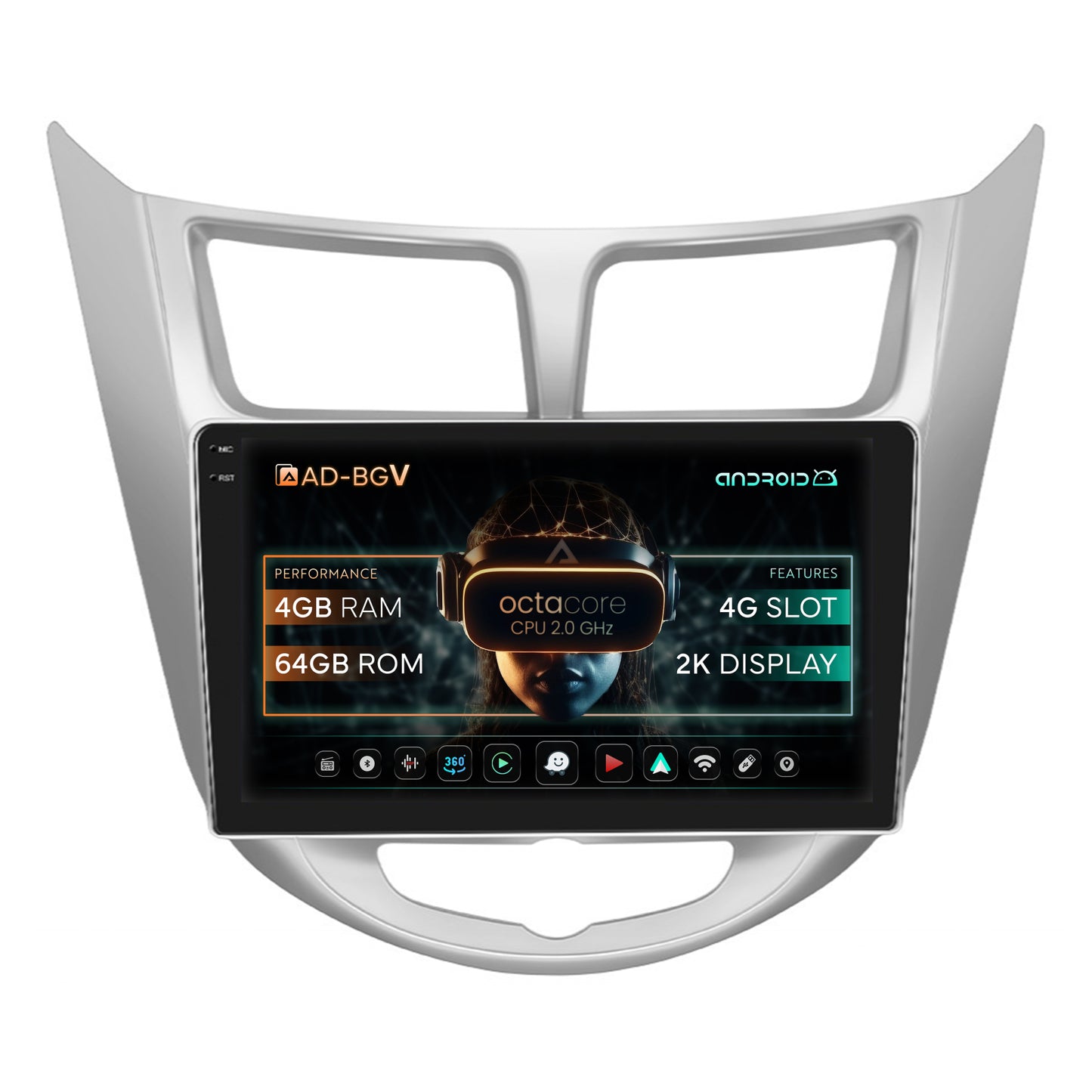 Navigatie Hyundai Accent (2011-2016), Android, V-Octacore / 4GB RAM + 64GB ROM, 9.5 Inch - AD-BGV9004+AD-BGRKIT212