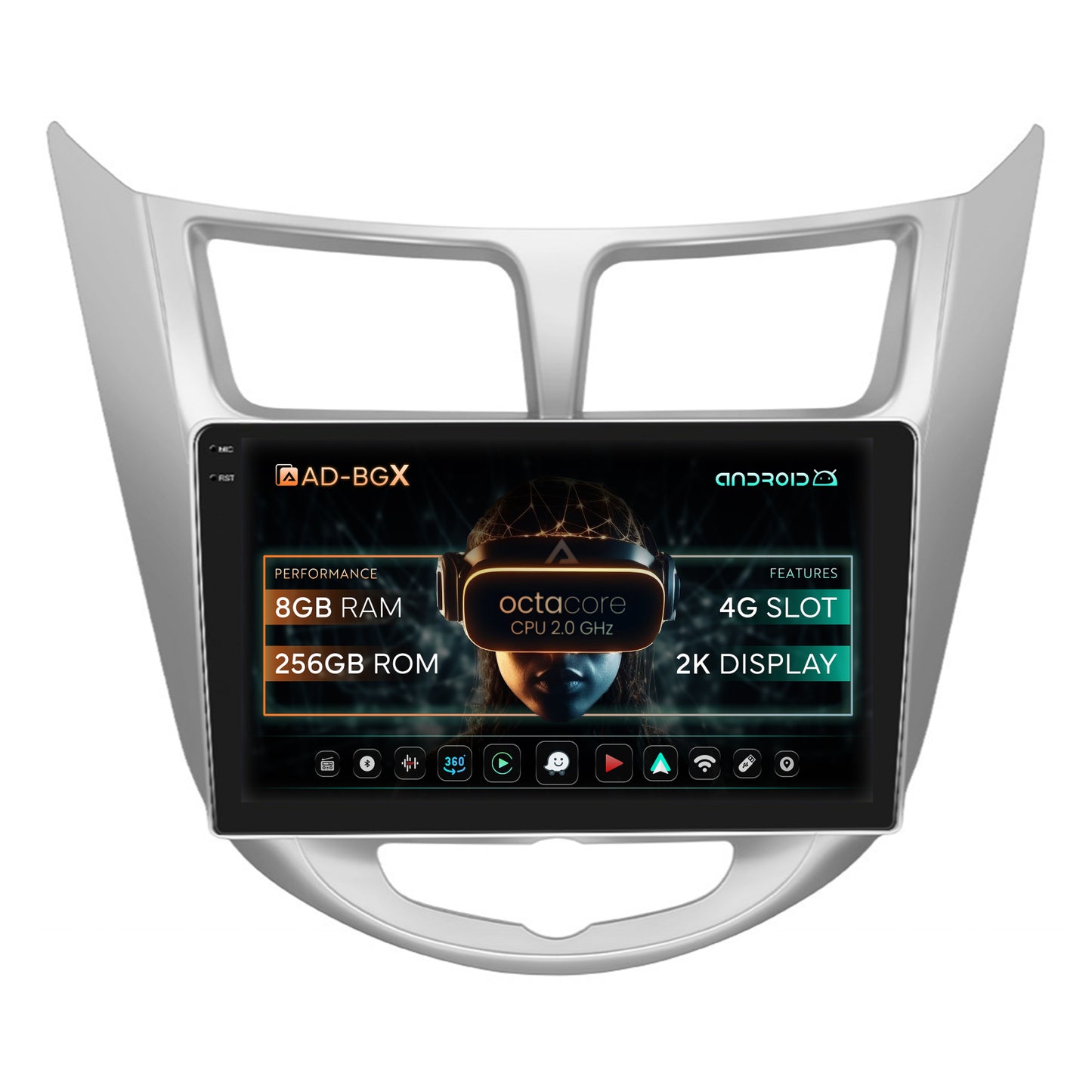 Navigatie Hyundai Accent (2011-2016), Android, X-Octacore / 8GB RAM + 256GB ROM, 9.5 Inch - AD-BGX9008+AD-BGRKIT212