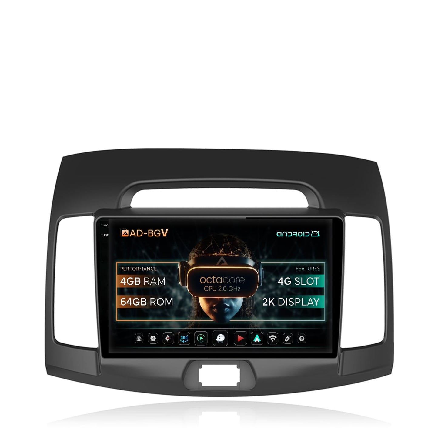 Navigatie Hyundai Elantra (2006-2011), Android, V-Octacore / 4GB RAM + 64GB ROM, 9.5 Inch - AD-BGV9004+AD-BGRKIT178