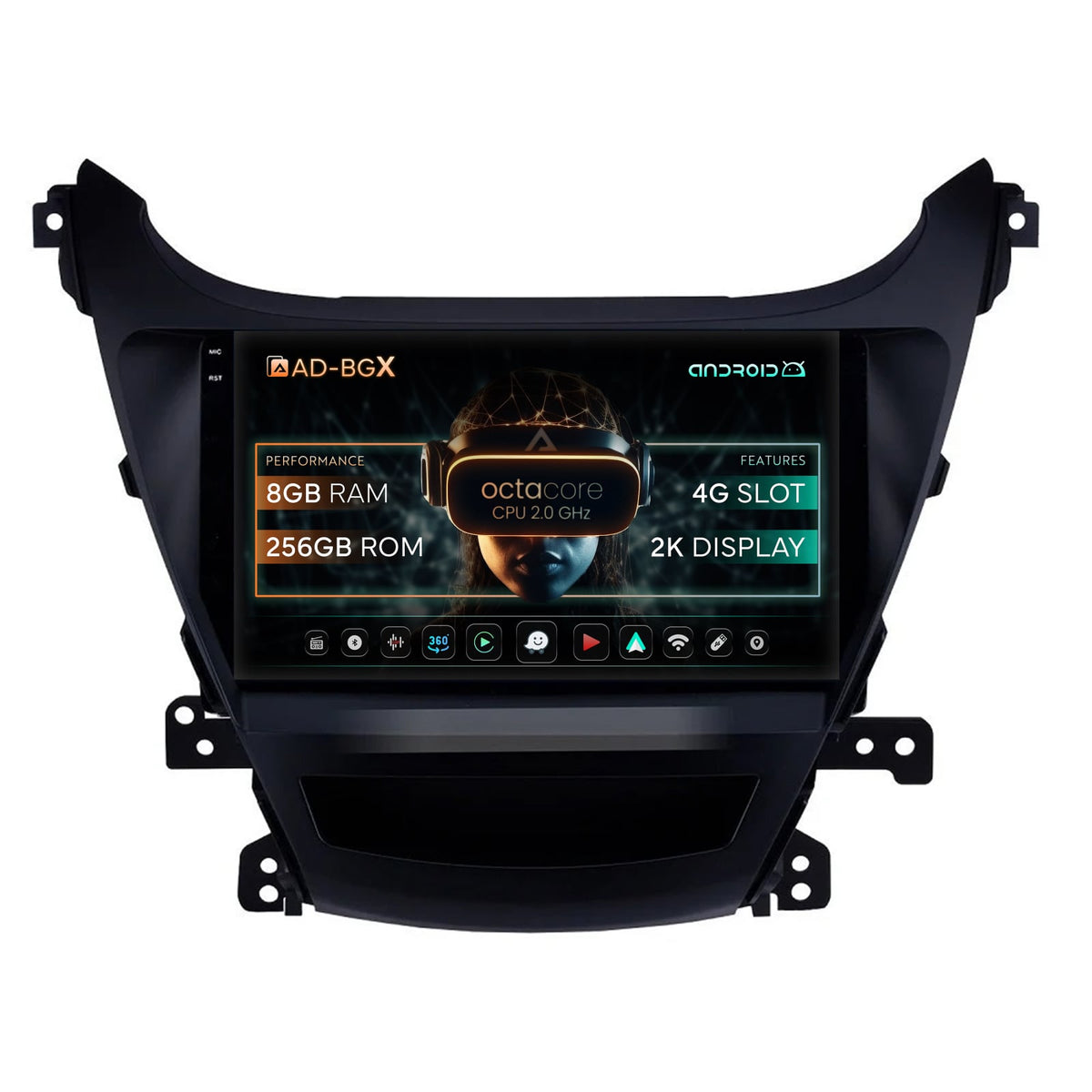 Navigatie Hyundai Elantra (2012-2014), Android, X-Octacore / 8GB RAM + 256GB ROM, 9Inch - AD-BGX9008+AD-BGRKIT177