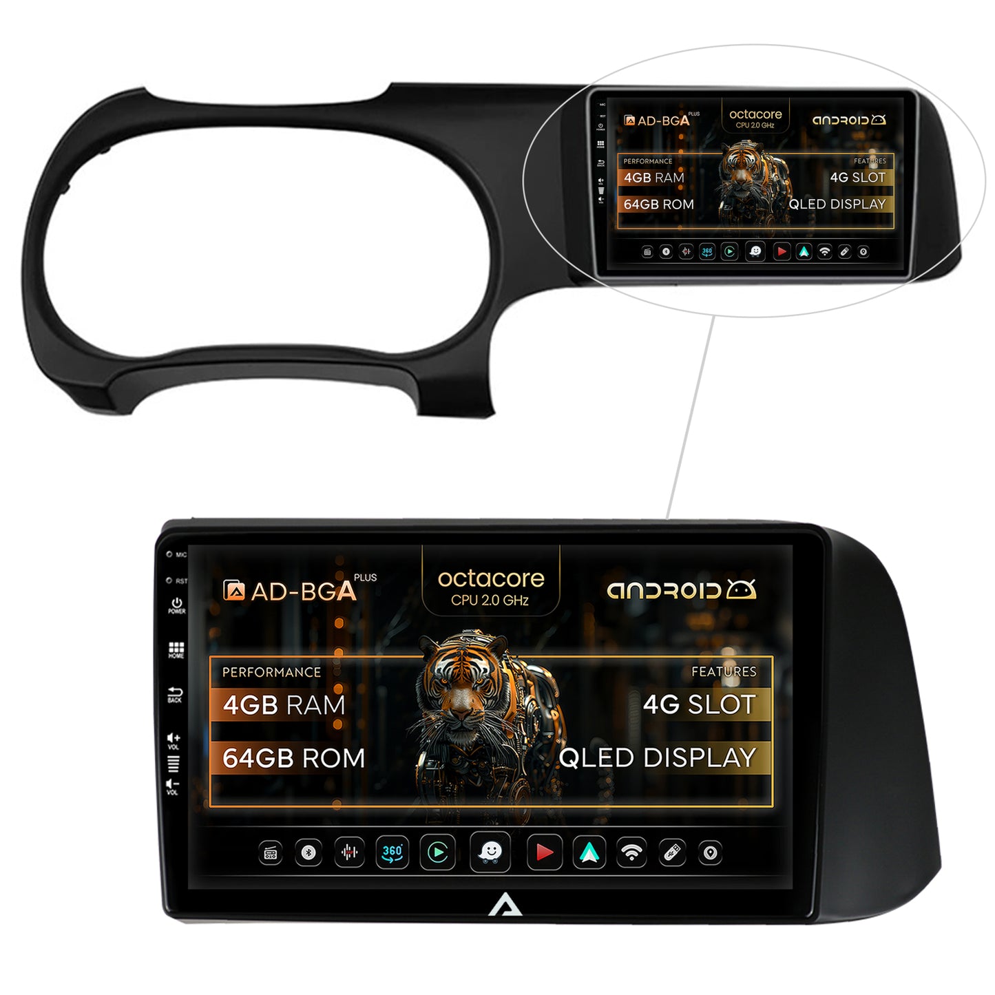 Navigatie Hyundai I10 (2020+), Android, A-Octacore / 4GB RAM + 64GB ROM, 9 Inch - AD-BGA9004+AD-BGRKIT221