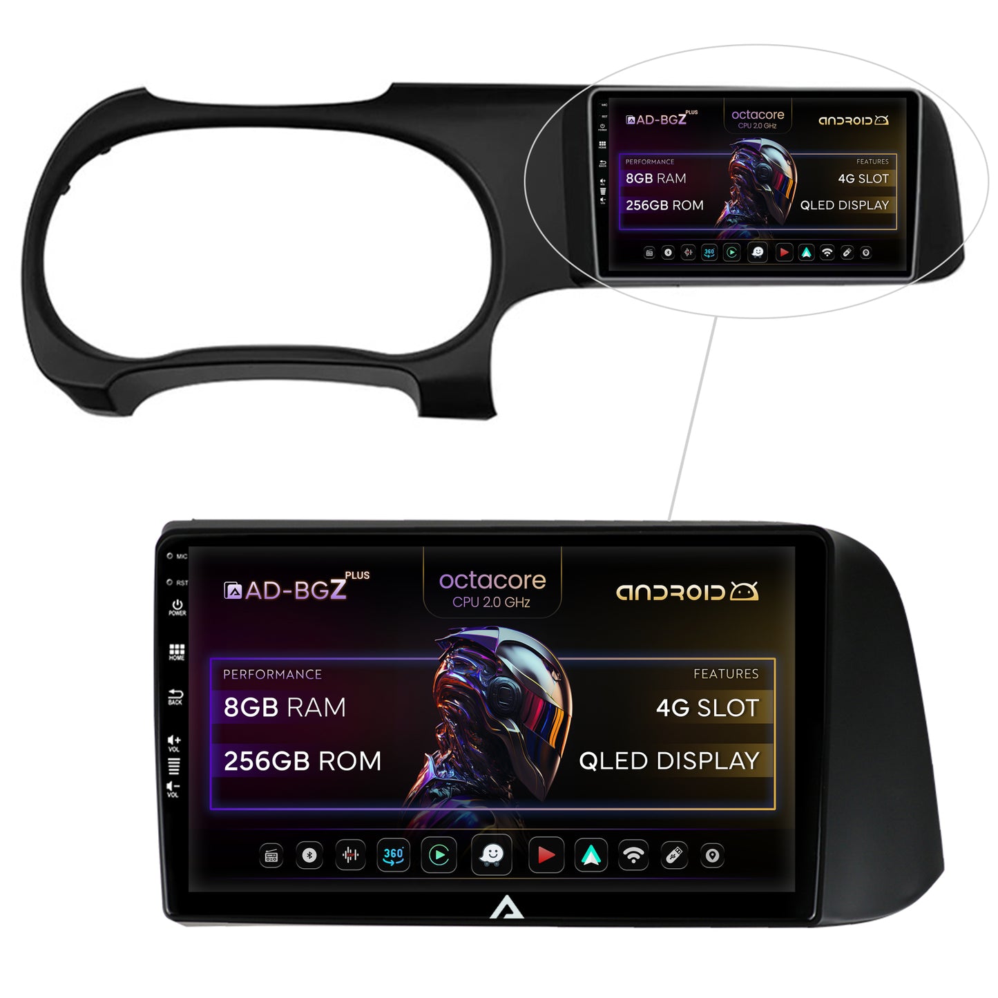 Navigatie Hyundai I10 (2020+), Android, Z-Octacore / 8GB RAM + 256GB ROM, 9 Inch - AD-BGZ9008+AD-BGRKIT221