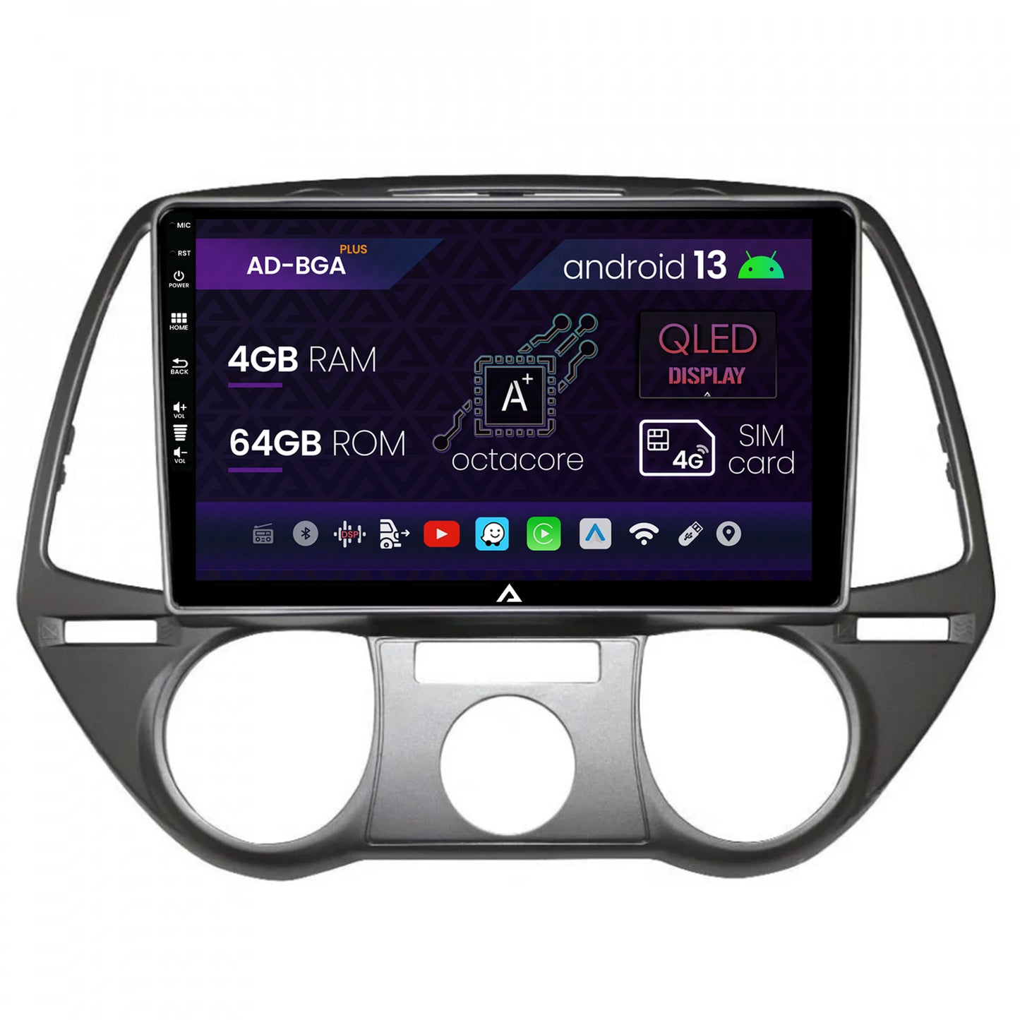 Navigatie Hyundai I20 (2008-2012), Android, A-Octacore / 4GB RAM + 64GB ROM, 9 Inch - AD-BGA9004+AD-BGRKIT219V2