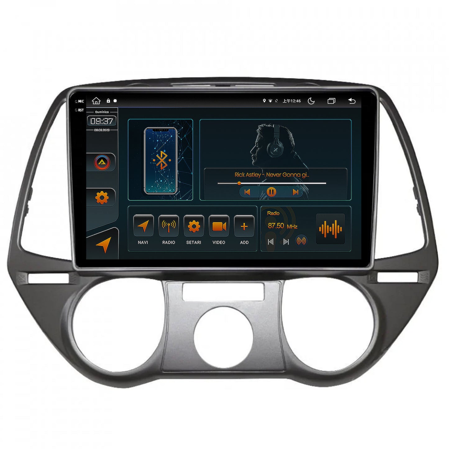 Navigatie Hyundai I20 (2008-2012), Android, V-Octacore / 4GB RAM + 64GB ROM, 9.5 Inch - AD-BGV9004+AD-BGRKIT219