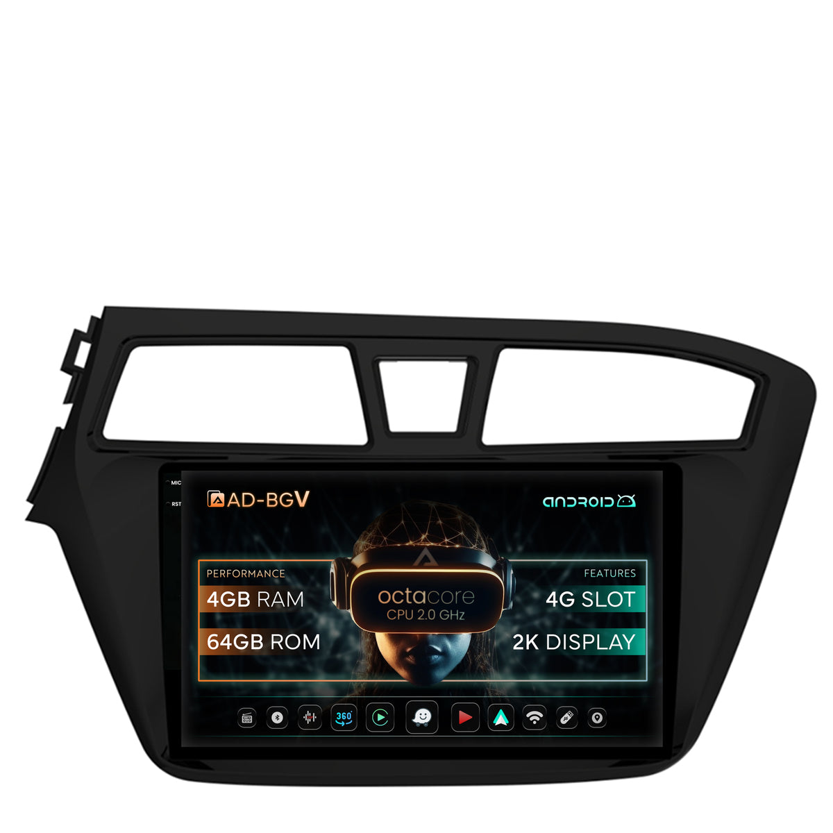 Navigatie Hyundai I20 (2014-2018), Android, V-Octacore / 4GB RAM + 64GB ROM, 9.5 Inch - AD-BGV9004+AD-BGRKIT194
